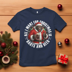 Funny Santa Bigfoot Dartist Beer Lover T Shirt Merry Dartsmas Christmas Gift TS12 Navy Print Your Wear