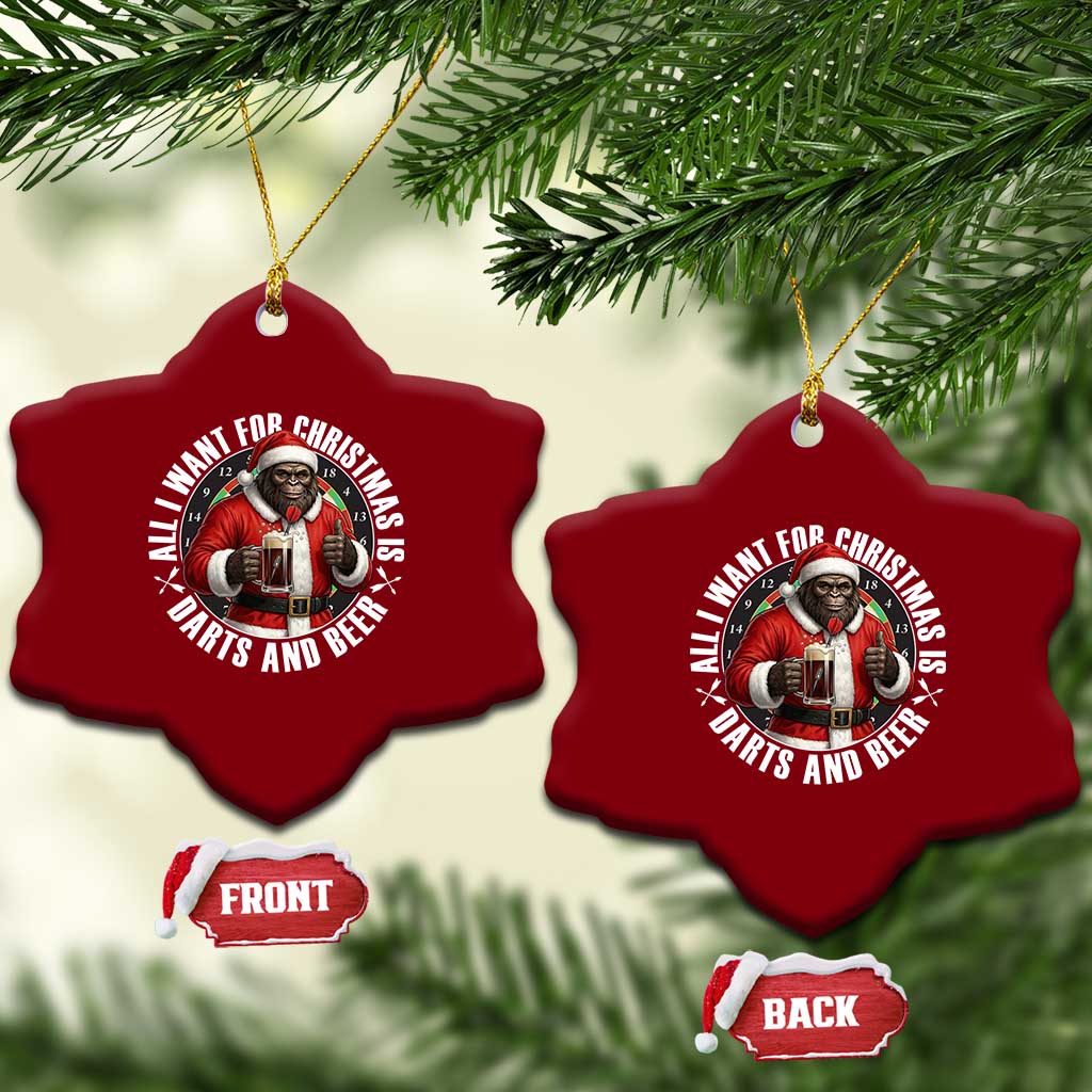 Funny Santa Bigfoot Dartist Beer Lover Ceramic Ornament Merry Dartsmas Christmas Gift TS12 Print Your Wear