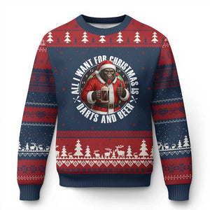 Funny Santa Bigfoot Dartist Beer Lover Ugly Christmas Sweater Merry Dartsmas Xmas Gift TS12 Navy Red Print Your Wear