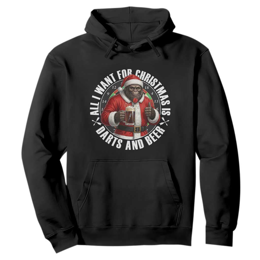 Funny Santa Bigfoot Dartist Beer Lover Hoodie Merry Dartsmas Christmas Gift TS12 Black Print Your Wear
