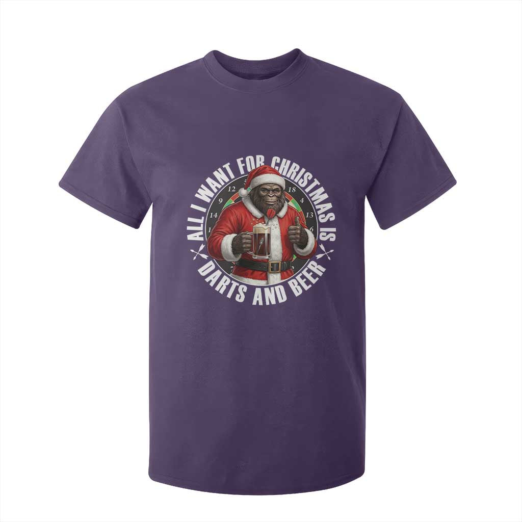 Funny Santa Bigfoot Dartist Beer Lover T Shirt For Kid Merry Dartsmas Christmas Gift TS12 Purple Print Your Wear