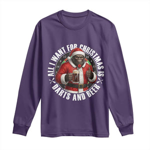 Funny Santa Bigfoot Dartist Beer Lover Long Sleeve Shirt Merry Dartsmas Christmas Gift TS12 Purple Print Your Wear