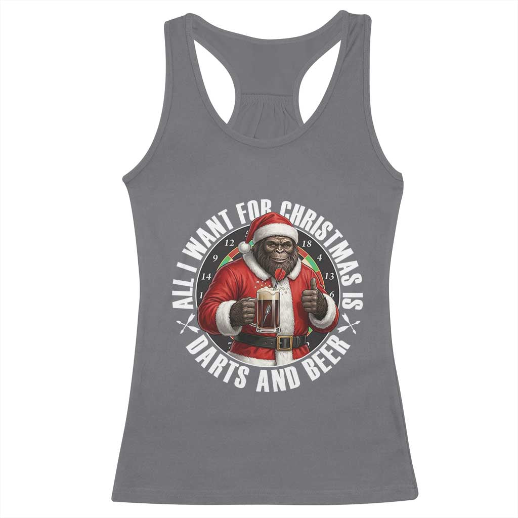 Funny Santa Bigfoot Dartist Beer Lover Racerback Tank Top Merry Dartsmas Christmas Gift TS12 Charcoal Print Your Wear