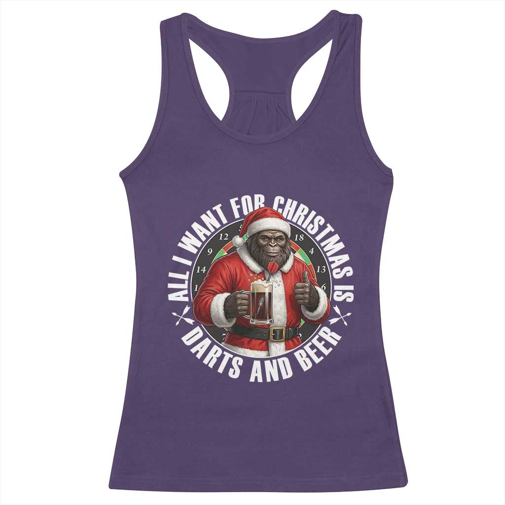 Funny Santa Bigfoot Dartist Beer Lover Racerback Tank Top Merry Dartsmas Christmas Gift TS12 Purple Print Your Wear
