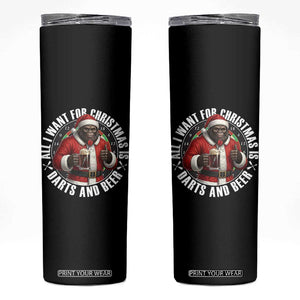 Funny Santa Bigfoot Dartist Beer Lover Skinny Tumbler Merry Dartsmas Christmas Gift TS12 Black Print Your Wear