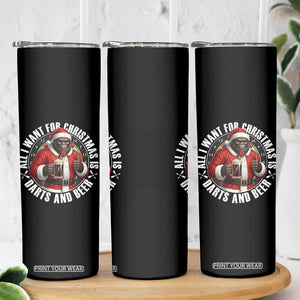 Funny Santa Bigfoot Dartist Beer Lover Skinny Tumbler Merry Dartsmas Christmas Gift TS12 Print Your Wear