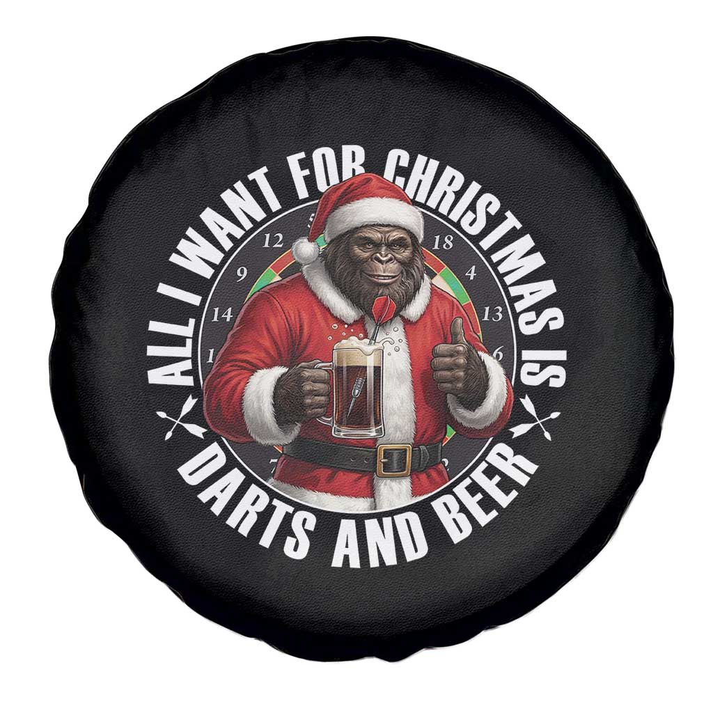 Funny Santa Bigfoot Dartist Beer Lover Spare Tire Cover Merry Dartsmas Christmas Gift TS12 Print Your Wear