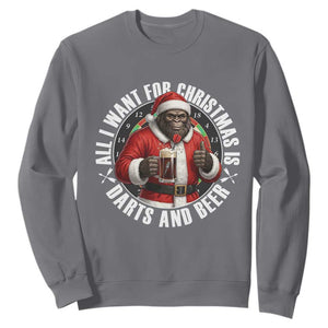 Funny Santa Bigfoot Dartist Beer Lover Sweatshirt Merry Dartsmas Christmas Gift TS12 Charcoal Print Your Wear