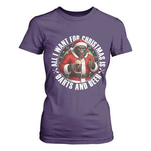 Funny Santa Bigfoot Dartist Beer Lover T Shirt For Women Merry Dartsmas Christmas Gift TS12 Purple Print Your Wear