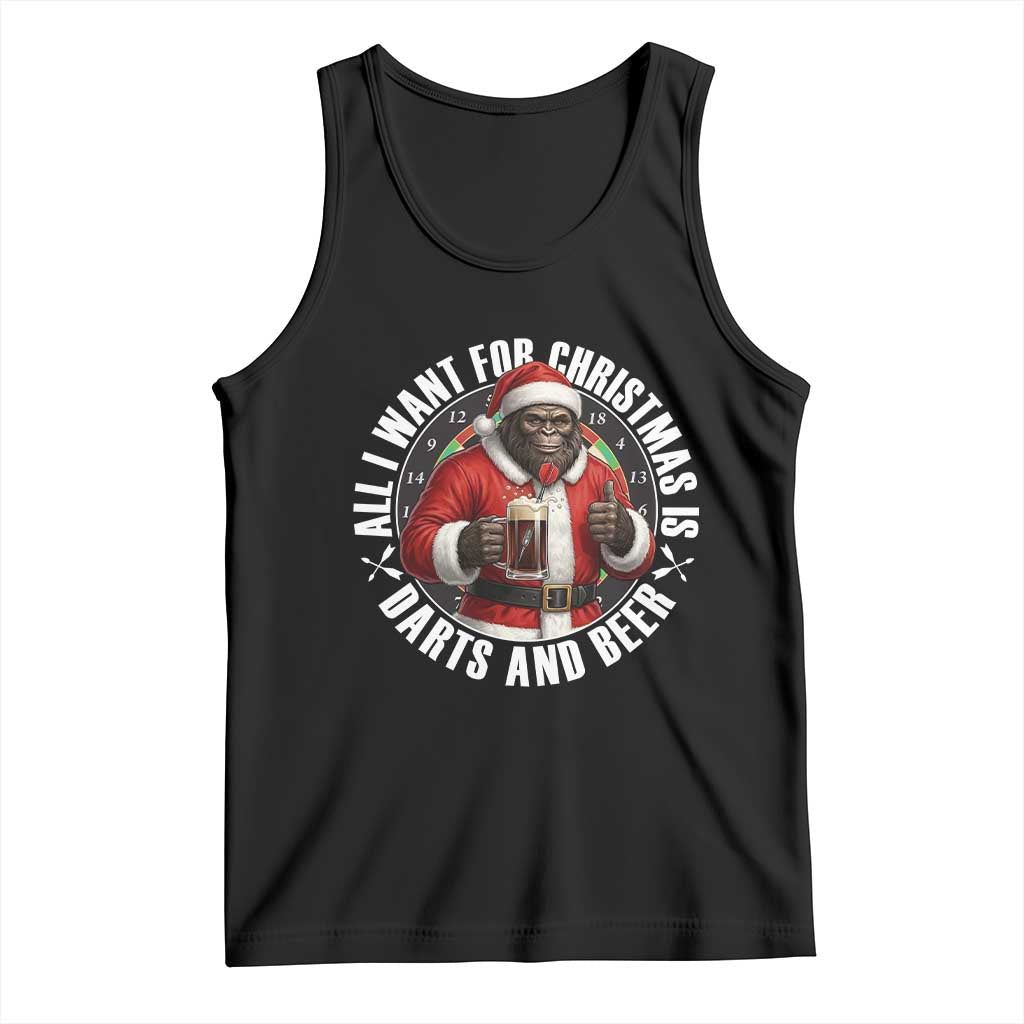 Funny Santa Bigfoot Dartist Beer Lover Tank Top Merry Dartsmas Christmas Gift TS12 Black Print Your Wear