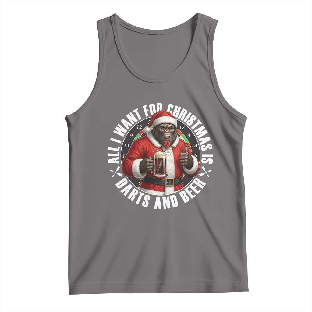 Funny Santa Bigfoot Dartist Beer Lover Tank Top Merry Dartsmas Christmas Gift TS12 Deep Heather Print Your Wear