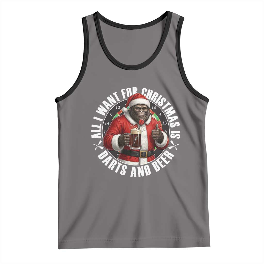 Funny Santa Bigfoot Dartist Beer Lover Tank Top Merry Dartsmas Christmas Gift TS12 Deep Heather Black Print Your Wear