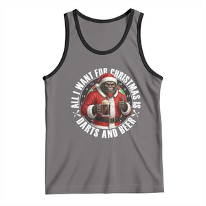 Funny Santa Bigfoot Dartist Beer Lover Tank Top Merry Dartsmas Christmas Gift TS12 Deep Heather Black Print Your Wear