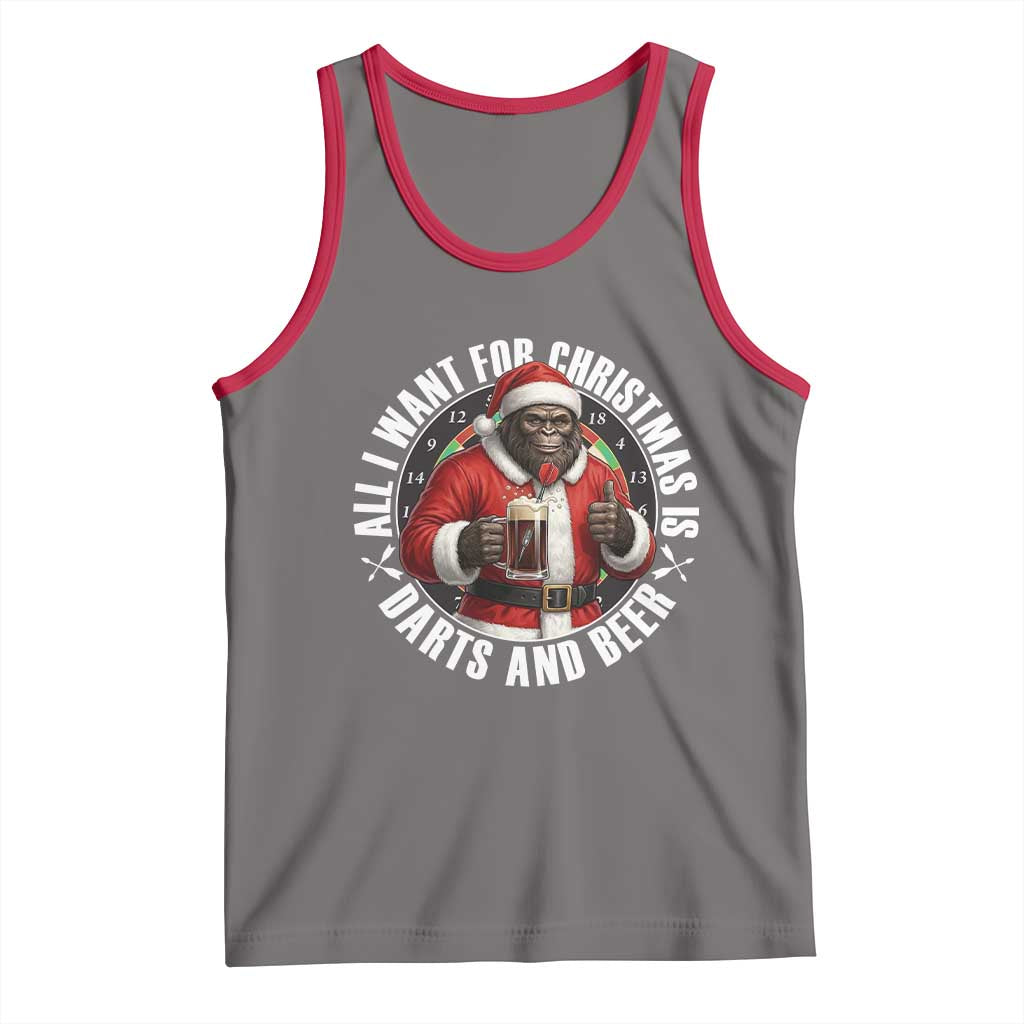 Funny Santa Bigfoot Dartist Beer Lover Tank Top Merry Dartsmas Christmas Gift TS12 Deep Heather Red Print Your Wear