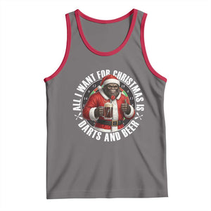 Funny Santa Bigfoot Dartist Beer Lover Tank Top Merry Dartsmas Christmas Gift TS12 Deep Heather Red Print Your Wear