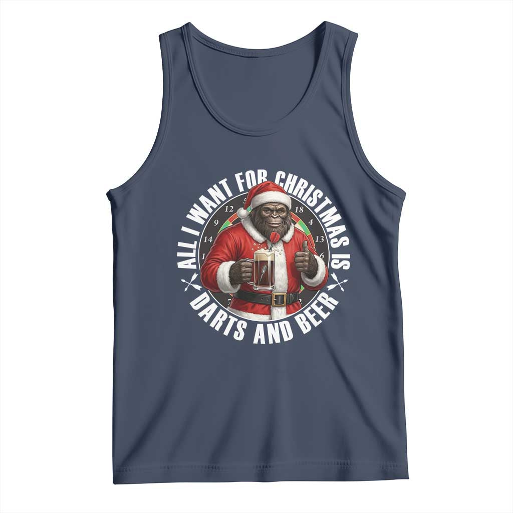 Funny Santa Bigfoot Dartist Beer Lover Tank Top Merry Dartsmas Christmas Gift TS12 Navy Print Your Wear