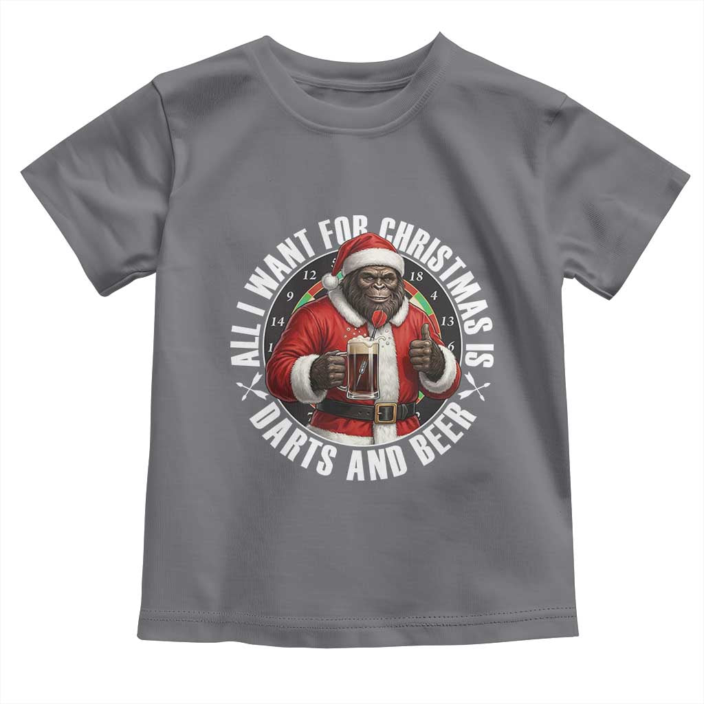 Funny Santa Bigfoot Dartist Beer Lover Toddler T Shirt Merry Dartsmas Christmas Gift TS12 Charcoal Print Your Wear