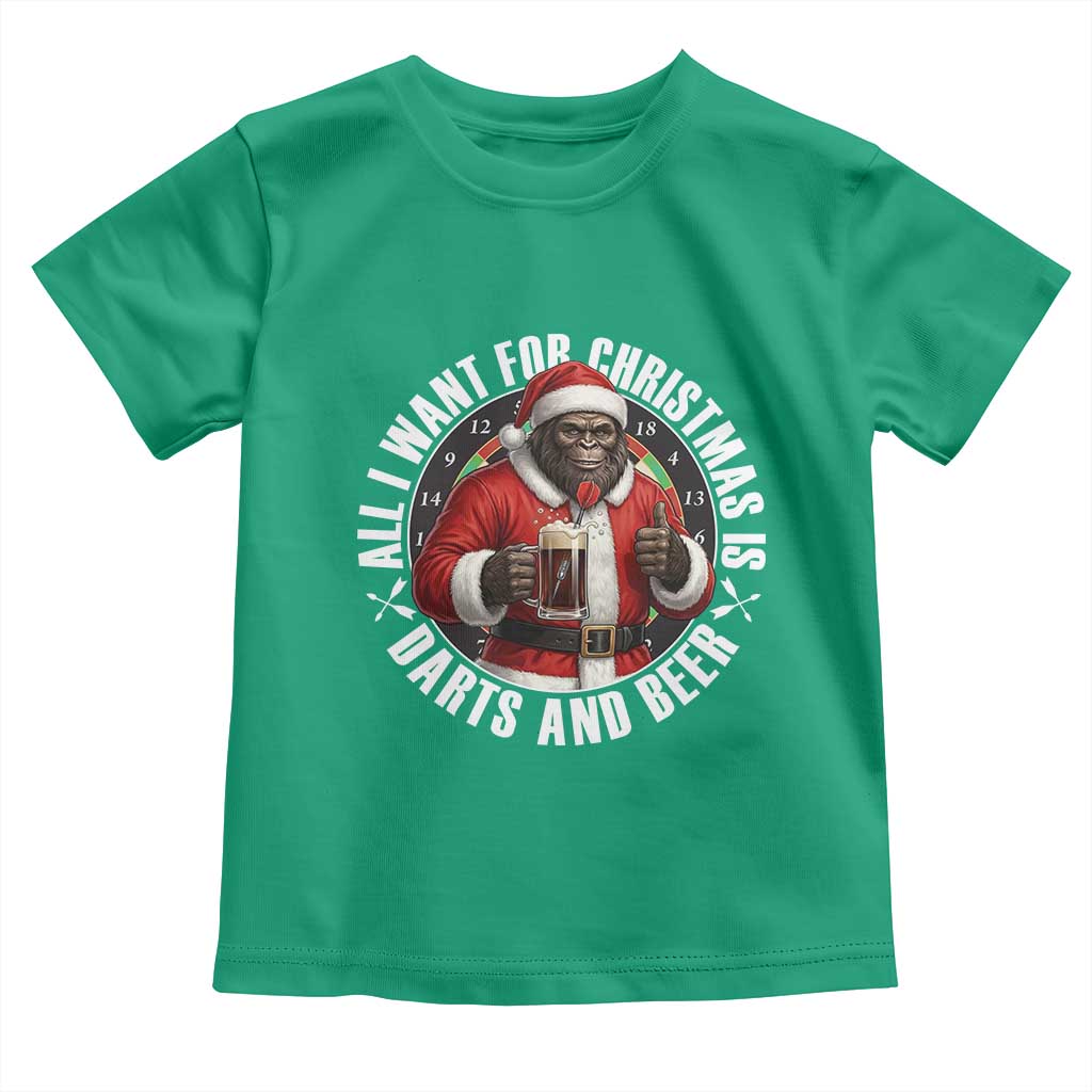 Funny Santa Bigfoot Dartist Beer Lover Toddler T Shirt Merry Dartsmas Christmas Gift TS12 Irish Green Print Your Wear