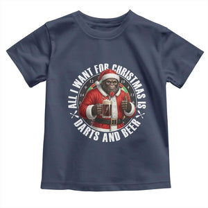 Funny Santa Bigfoot Dartist Beer Lover Toddler T Shirt Merry Dartsmas Christmas Gift TS12 Navy Print Your Wear