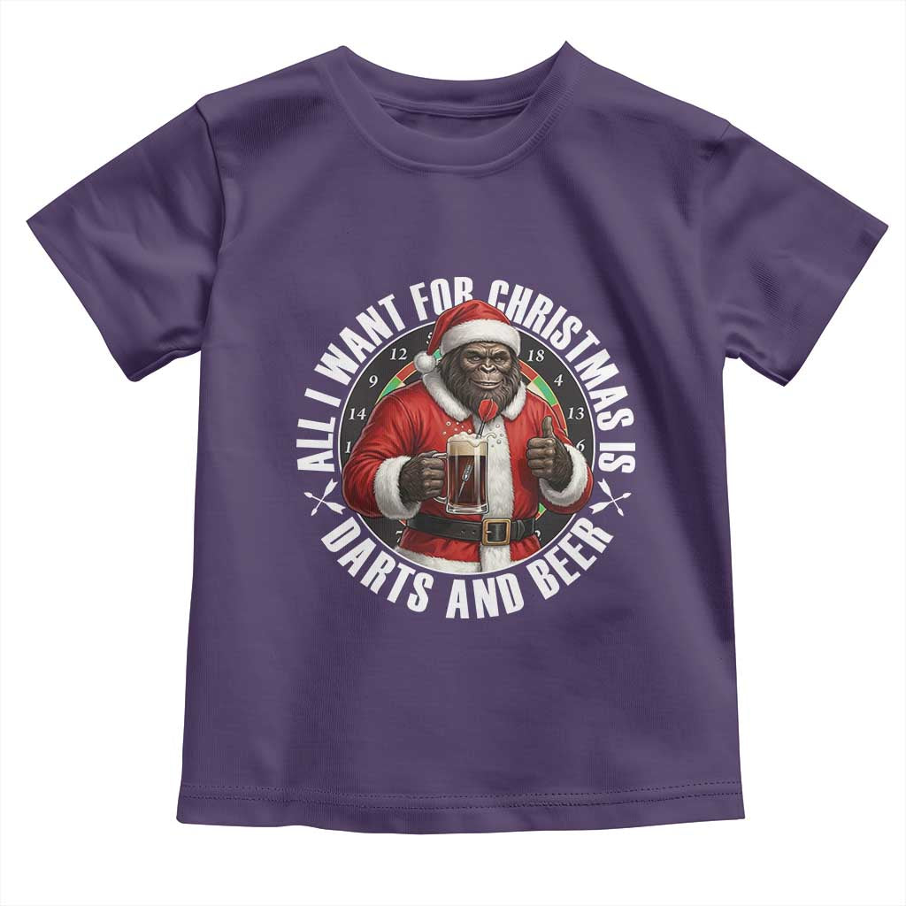 Funny Santa Bigfoot Dartist Beer Lover Toddler T Shirt Merry Dartsmas Christmas Gift TS12 Purple Print Your Wear