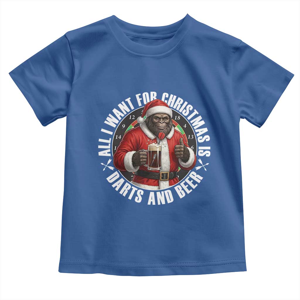 Funny Santa Bigfoot Dartist Beer Lover Toddler T Shirt Merry Dartsmas Christmas Gift TS12 Royal Blue Print Your Wear