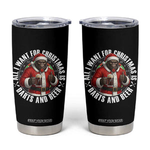Funny Santa Bigfoot Dartist Beer Lover Tumbler Cup Merry Dartsmas Christmas Gift TS12 Black Print Your Wear