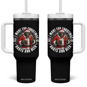 Funny Santa Bigfoot Dartist Beer Lover Tumbler With Handle Merry Dartsmas Christmas Gift TS12 One Size: 40 oz Black Print Your Wear