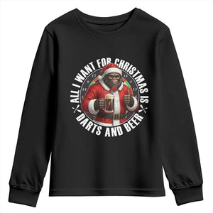 Funny Santa Bigfoot Dartist Beer Lover Youth Sweatshirt Merry Dartsmas Christmas Gift TS12 Black Print Your Wear