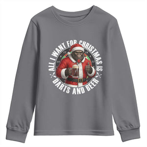 Funny Santa Bigfoot Dartist Beer Lover Youth Sweatshirt Merry Dartsmas Christmas Gift TS12 Charcoal Print Your Wear