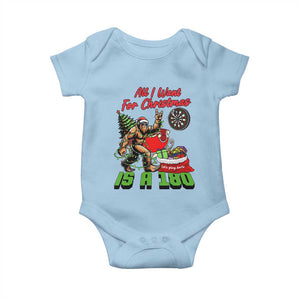 All I Want For Christmas Is A 180 Baby Onesie Bigfoot Lover Dartist Gift TS12 Light Blue Print Your Wear