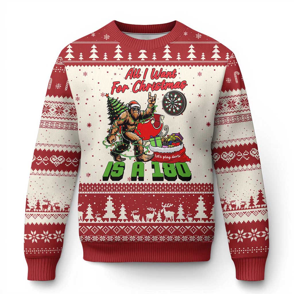 All I Want For Xmas Is A 180 Ugly Christmas Sweater Bigfoot Lover Dartist Gift TS12 Beige Red Print Your Wear