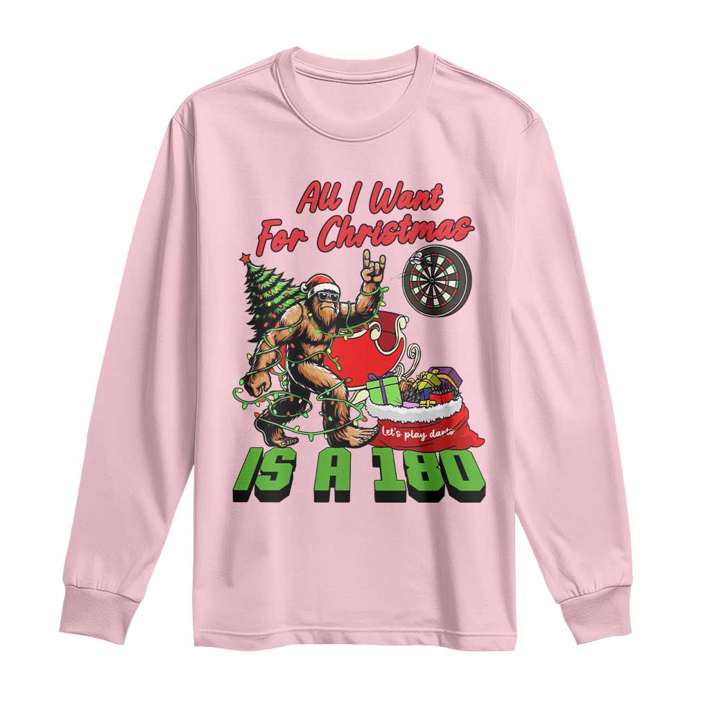 All I Want For Christmas Is A 180 Long Sleeve Shirt Bigfoot Lover Dartist Gift TS12 Light Pink Print Your Wear