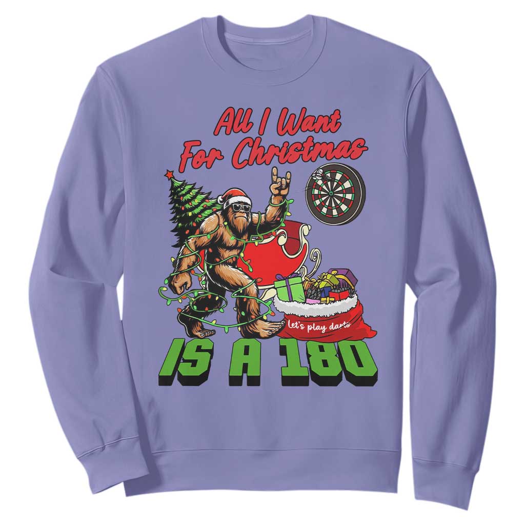 All I Want For Christmas Is A 180 Sweatshirt Bigfoot Lover Dartist Gift TS12 Violet Print Your Wear