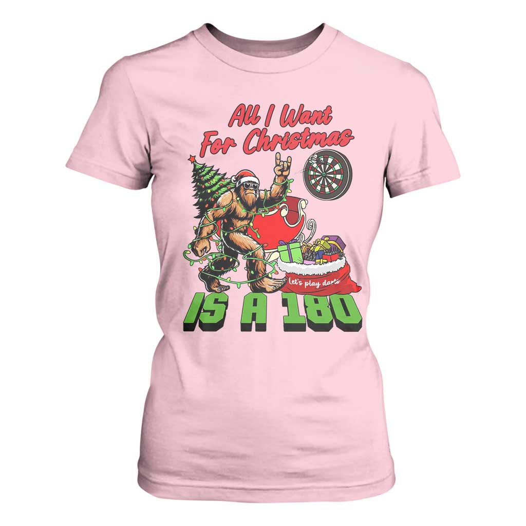 All I Want For Christmas Is A 180 T Shirt For Women Bigfoot Lover Dartist Gift TS12 Light Pink Print Your Wear