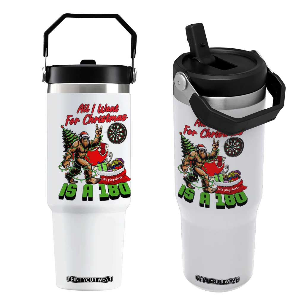 All I Want For Christmas Is A 180 Flip Straw Tumbler Bigfoot Lover Dartist Gift TS12 One Size: 30 oz White Print Your Wear