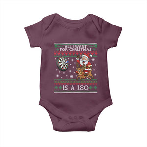 All I Want For Christmas Is A 180 Baby Onesie Santa Dart Player Xmas Gift TS12 Maroon Print Your Wear