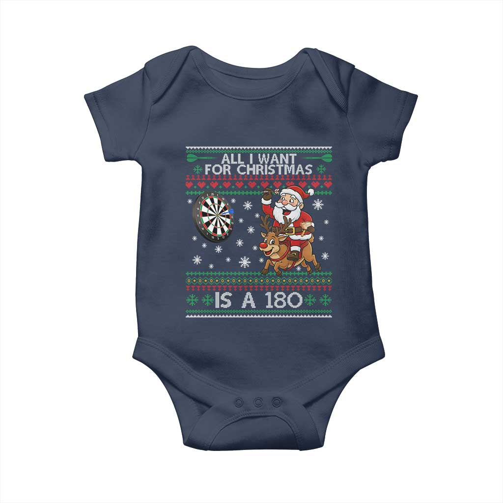 All I Want For Christmas Is A 180 Baby Onesie Santa Dart Player Xmas Gift TS12 Navy Print Your Wear