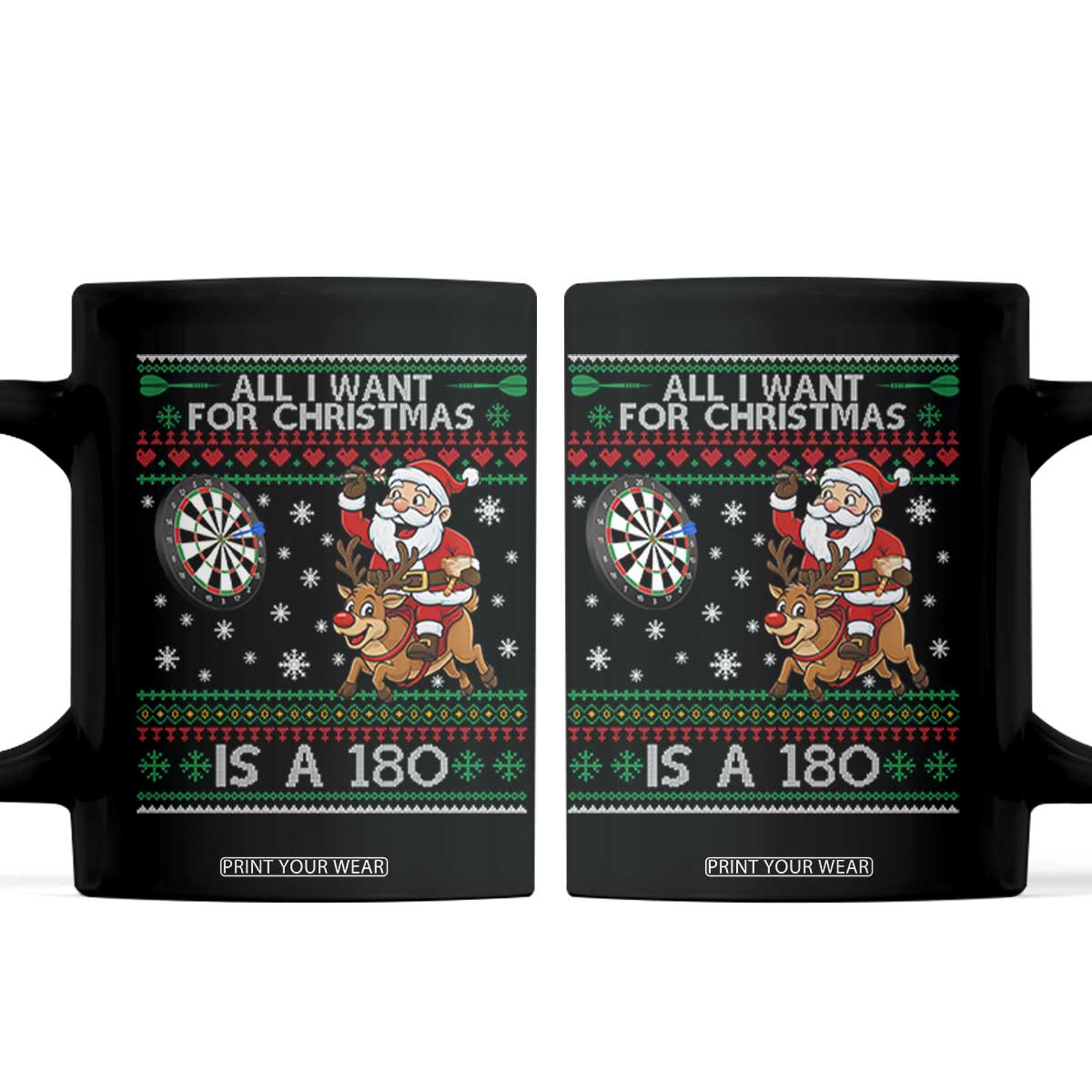 All I Want For Christmas Is A 180 Coffee Mug Santa Dart Player Xmas Gift TS12 Black Print Your Wear
