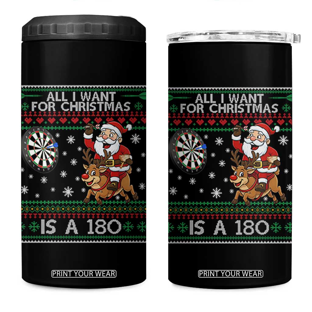 All I Want For Christmas Is A 180 4 in 1 Can Cooler Tumbler Santa Dart Player Xmas Gift TS12 One Size: 16 oz Black Print Your Wear