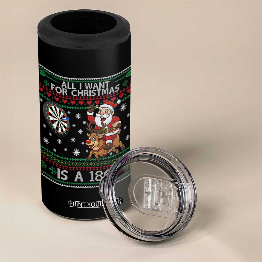 All I Want For Christmas Is A 180 4 in 1 Can Cooler Tumbler Santa Dart Player Xmas Gift TS12 Print Your Wear
