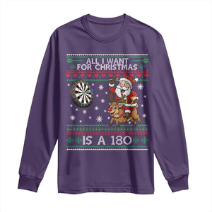 All I Want For Christmas Is A 180 Long Sleeve Shirt Santa Dart Player Xmas Gift TS12 Purple Print Your Wear
