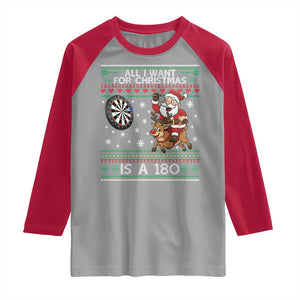 All I Want For Christmas Is A 180 Raglan Shirt Santa Dart Player Xmas Gift TS12 Sport Gray Red Print Your Wear