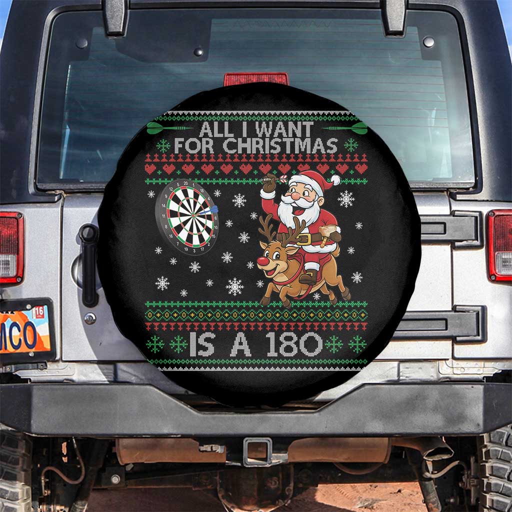 All I Want For Christmas Is A 180 Spare Tire Cover Santa Dart Player Xmas Gift TS12 No hole Black Print Your Wear
