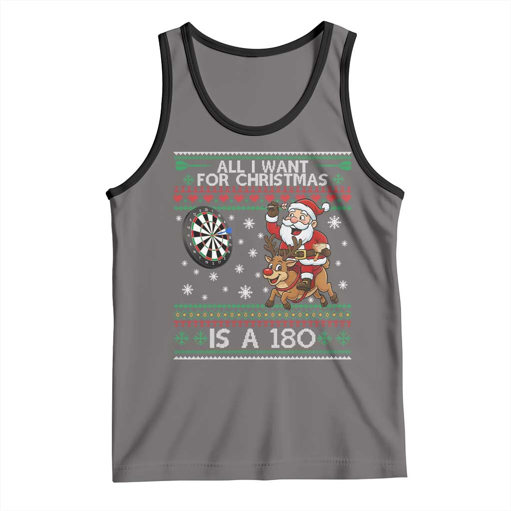 All I Want For Christmas Is A 180 Tank Top Santa Dart Player Xmas Gift TS12 Deep Heather Black Print Your Wear