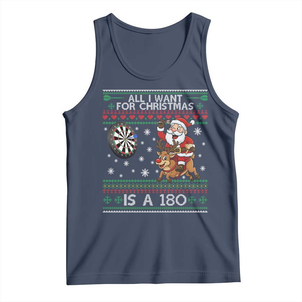 All I Want For Christmas Is A 180 Tank Top Santa Dart Player Xmas Gift TS12 Navy Print Your Wear