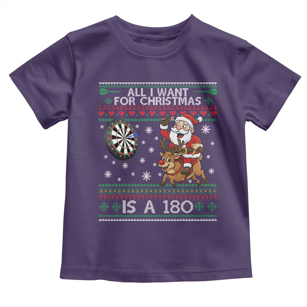 All I Want For Christmas Is A 180 Toddler T Shirt Santa Dart Player Xmas Gift TS12 Purple Print Your Wear