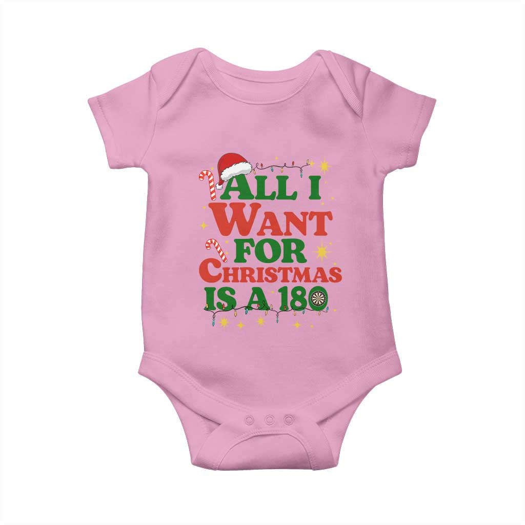 Funny Dart Player Baby Onesie All I Want For Christmas Is A 180 TS12 Light Pink Print Your Wear