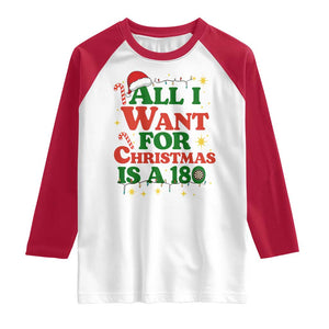Funny Dart Player Raglan Shirt All I Want For Christmas Is A 180 TS12 White Red Print Your Wear