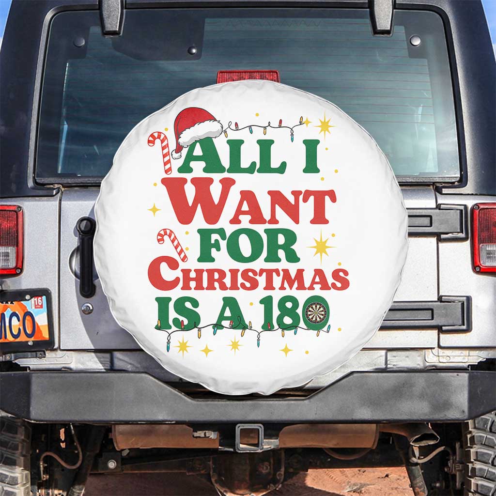 Funny Dart Player Spare Tire Cover All I Want For Christmas Is A 180 TS12 No hole White Print Your Wear