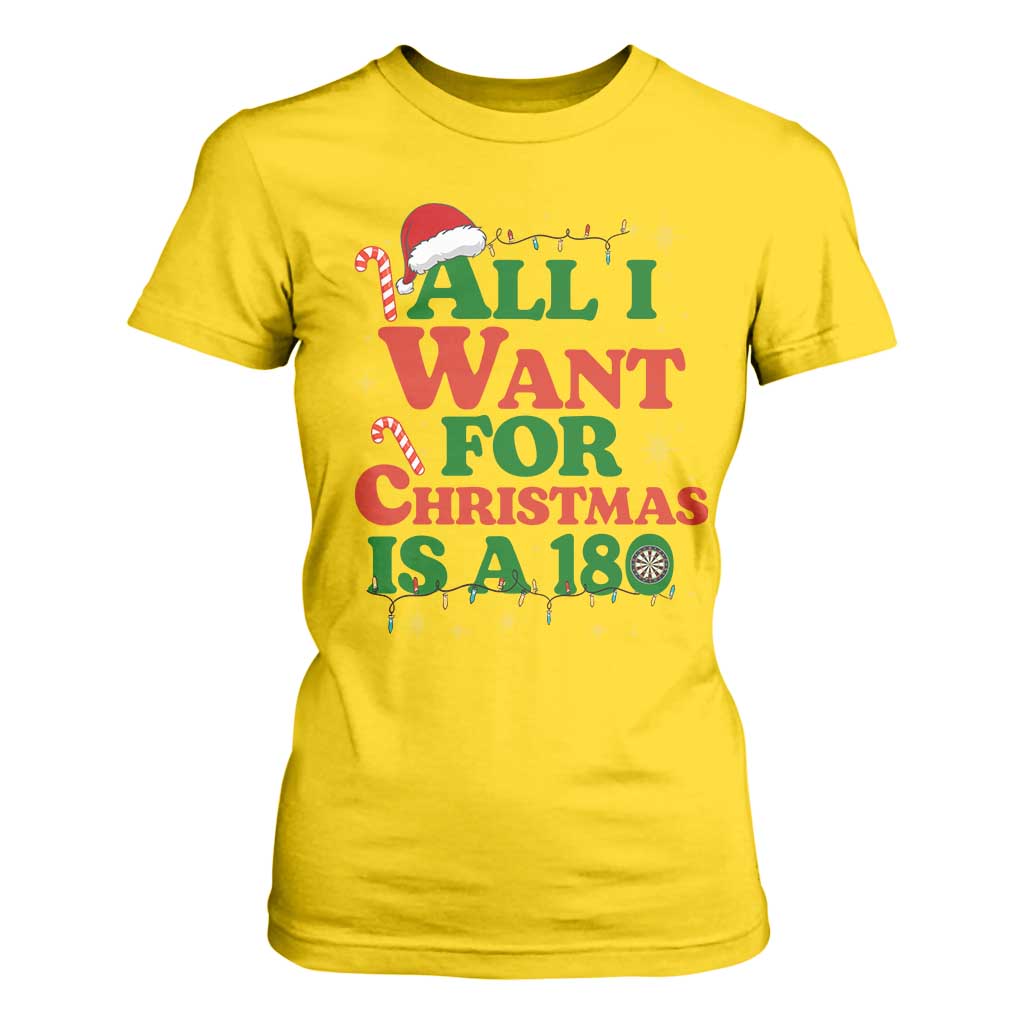 Funny Dart Player T Shirt For Women All I Want For Christmas Is A 180 TS12 Daisy Print Your Wear